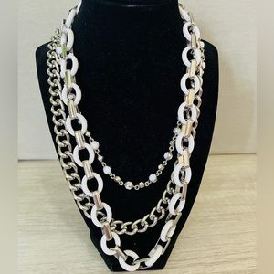 Lia Sophia 3-in1 White & Silver Wayfarer Necklace